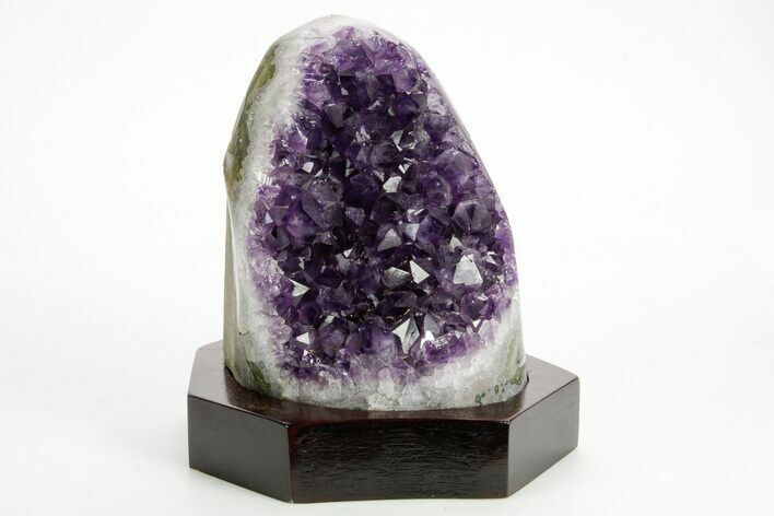 Deep Purple Amethyst Geode With Wood Base - Uruguay #373110